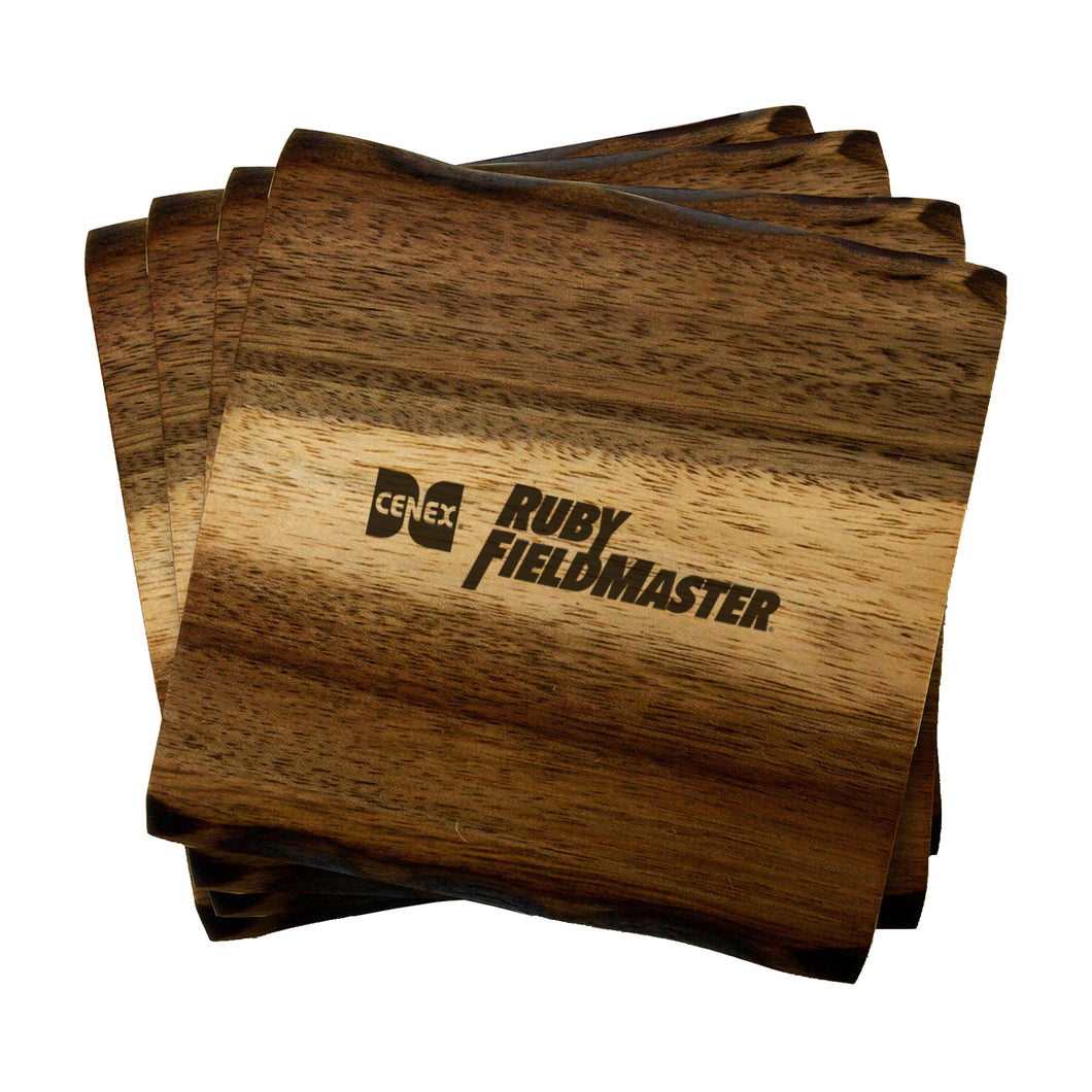 4 Piece Wood Coaster Set (Ruby Fieldmaster)